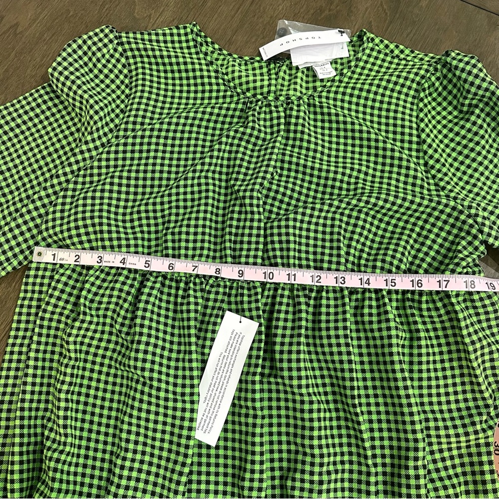 NWT Topshop Gingham Smocked Long Sleeve Maternity Midi Dress Green & Black Sz 4 - Picture 12 of 15